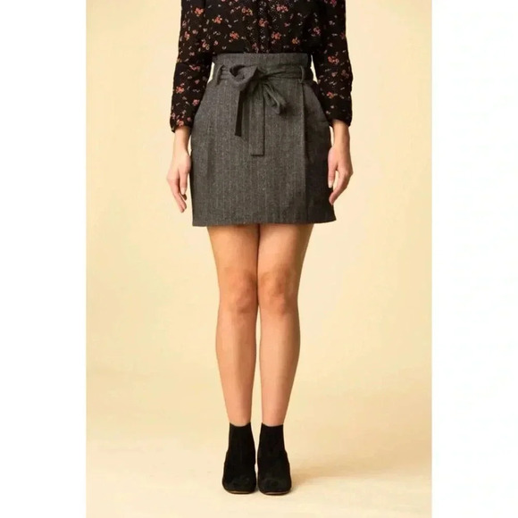 952 Ulla Johnson Paper Bag Leo Wool Belted Mini Skirt Size 2 Color Grey - Picture 1 of 9